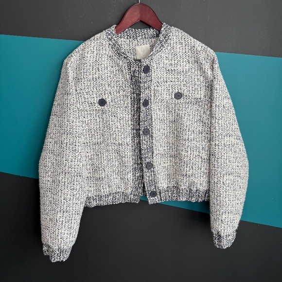 Joie Women's Tweed Bomber Jacket - Black and Gray - Picture 2 of 13